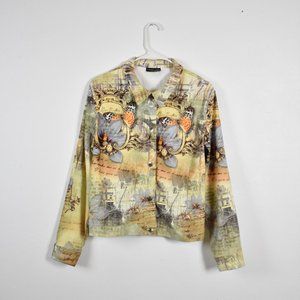 Vintage Colorful Graphic Print Jacket